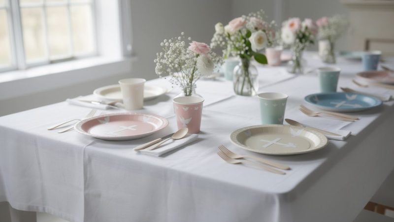 Idées de vaisselle jetable pour un baptême réussi